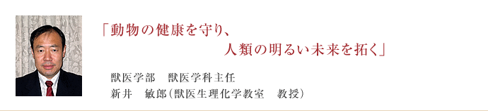 「動物の健康を守り、人類の明るい未来を拓く」　獣医学部　獣医学科主任　新井　敏郎(獣医生理化学教室　教授)